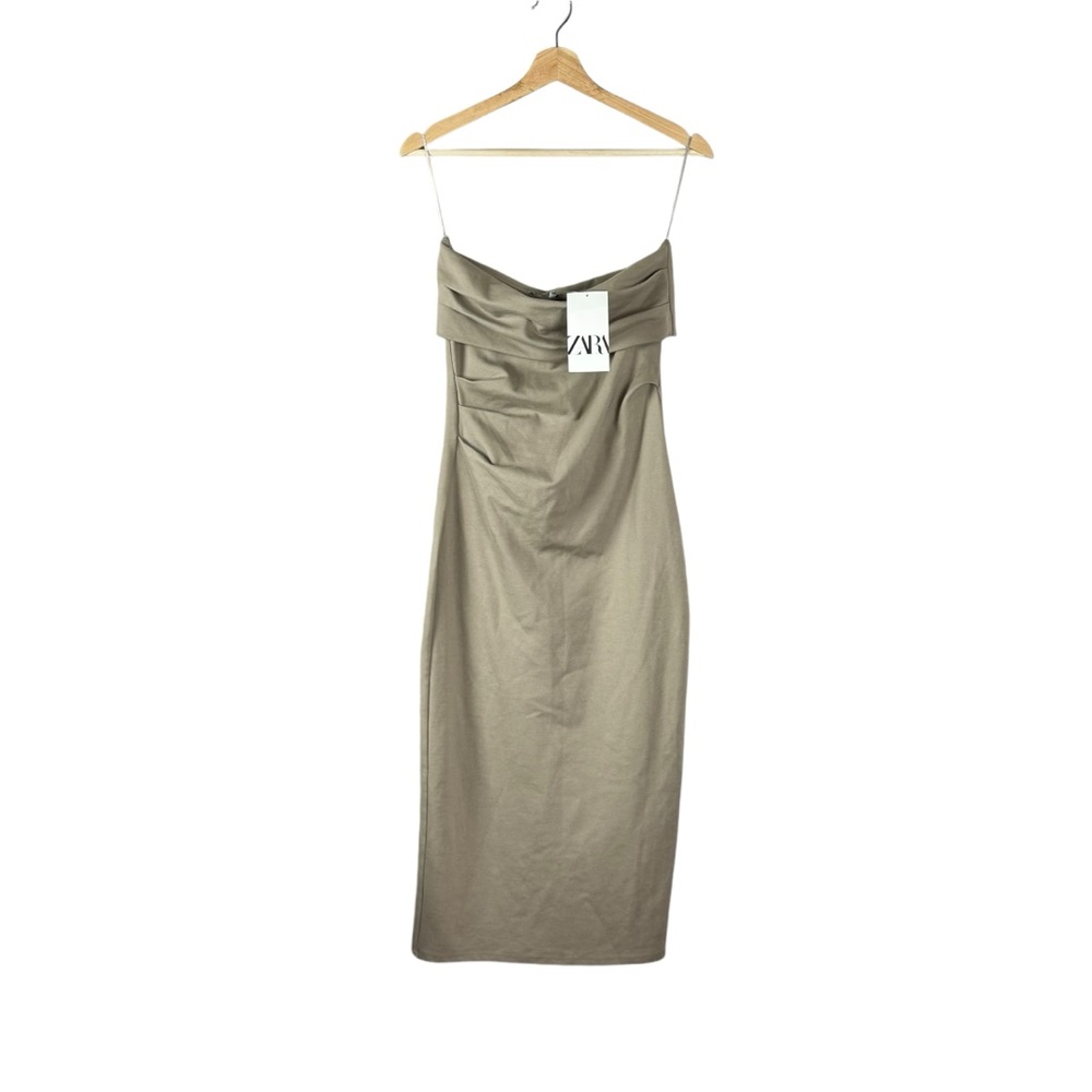 NEW Zara Strapless Ruched Midi Dress Size Medium